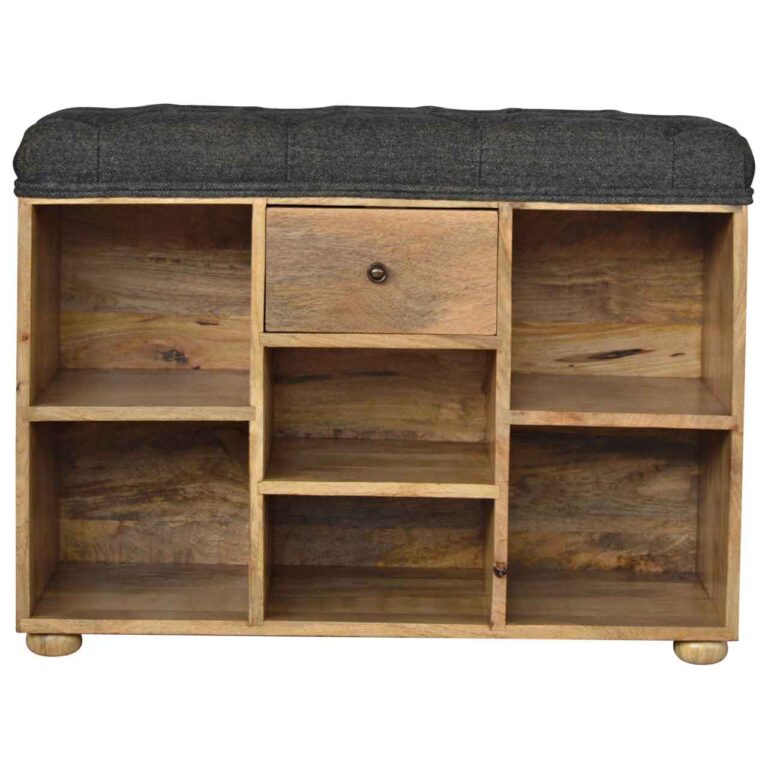 Black Tweed 6 Slot Shoe Storage Bench for resale
