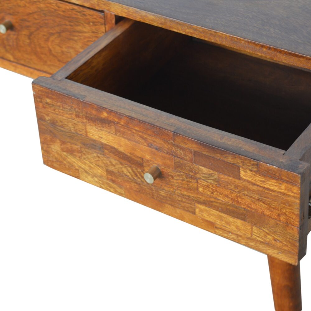 3 Drawer Mixed Chestnut Console Table for resell