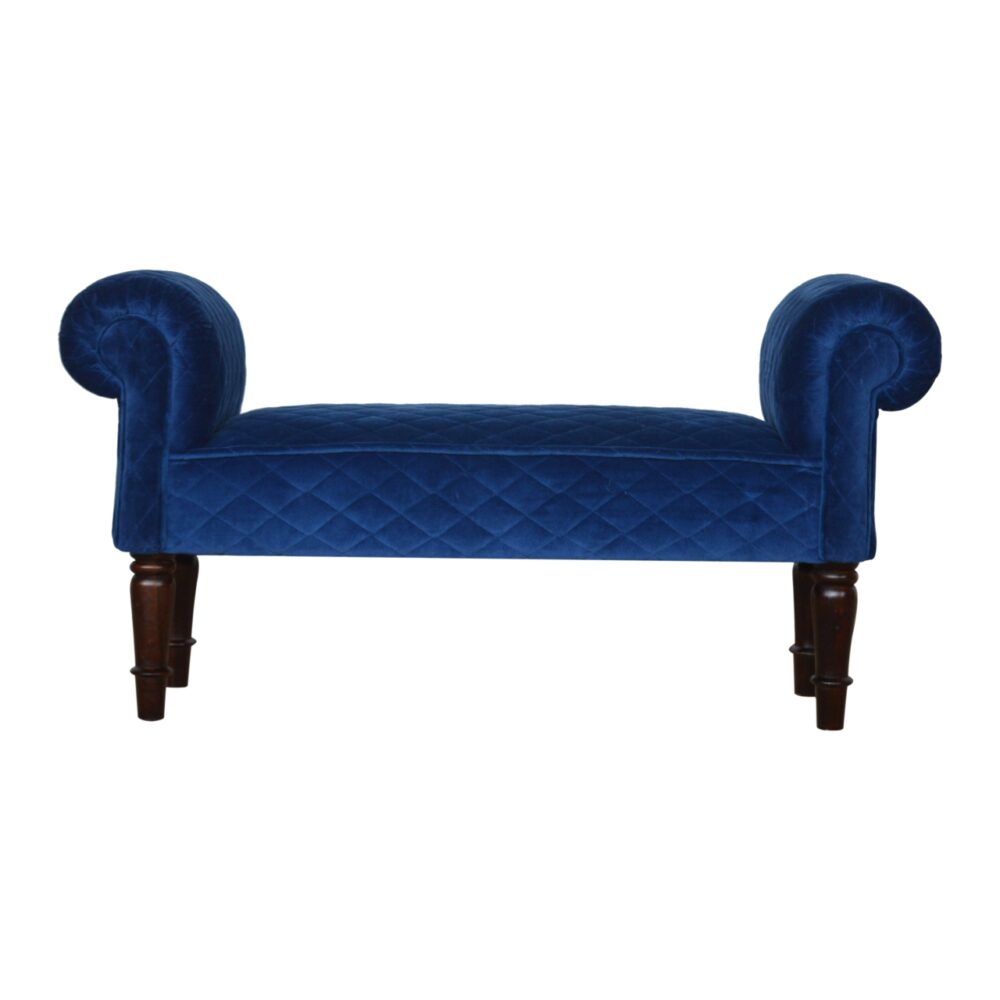 Royal Blue Quilted Velvet Bench wholesalers