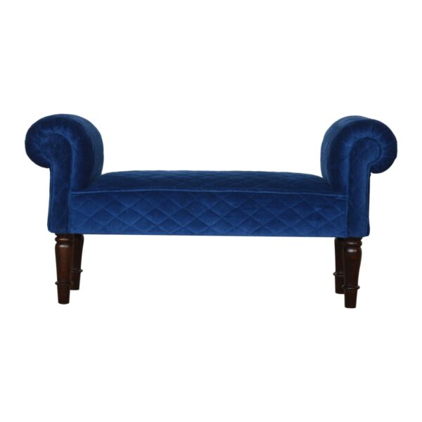 Royal Blue Quilted Velvet Bench for resale
