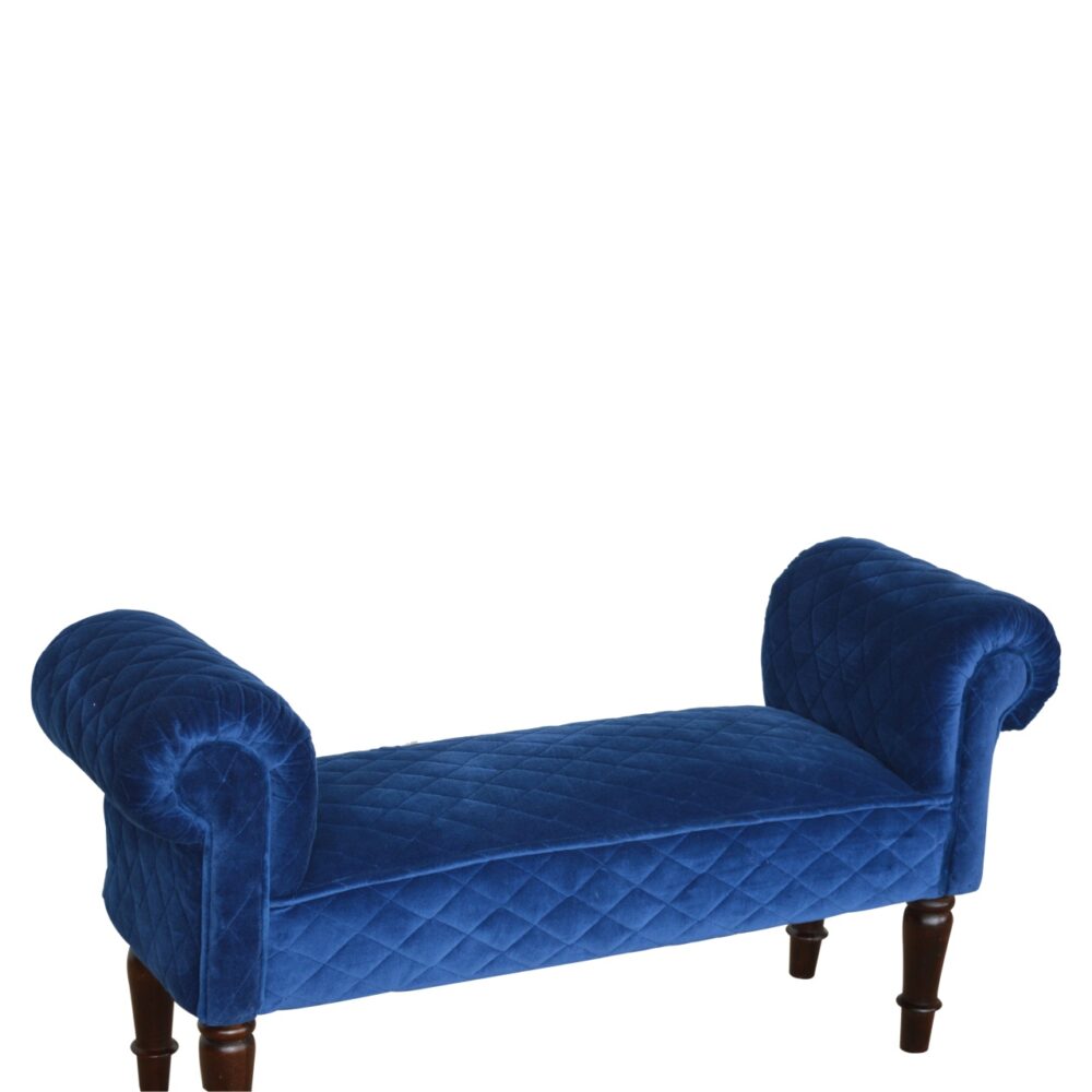 Royal Blue Quilted Velvet Bench for reselling