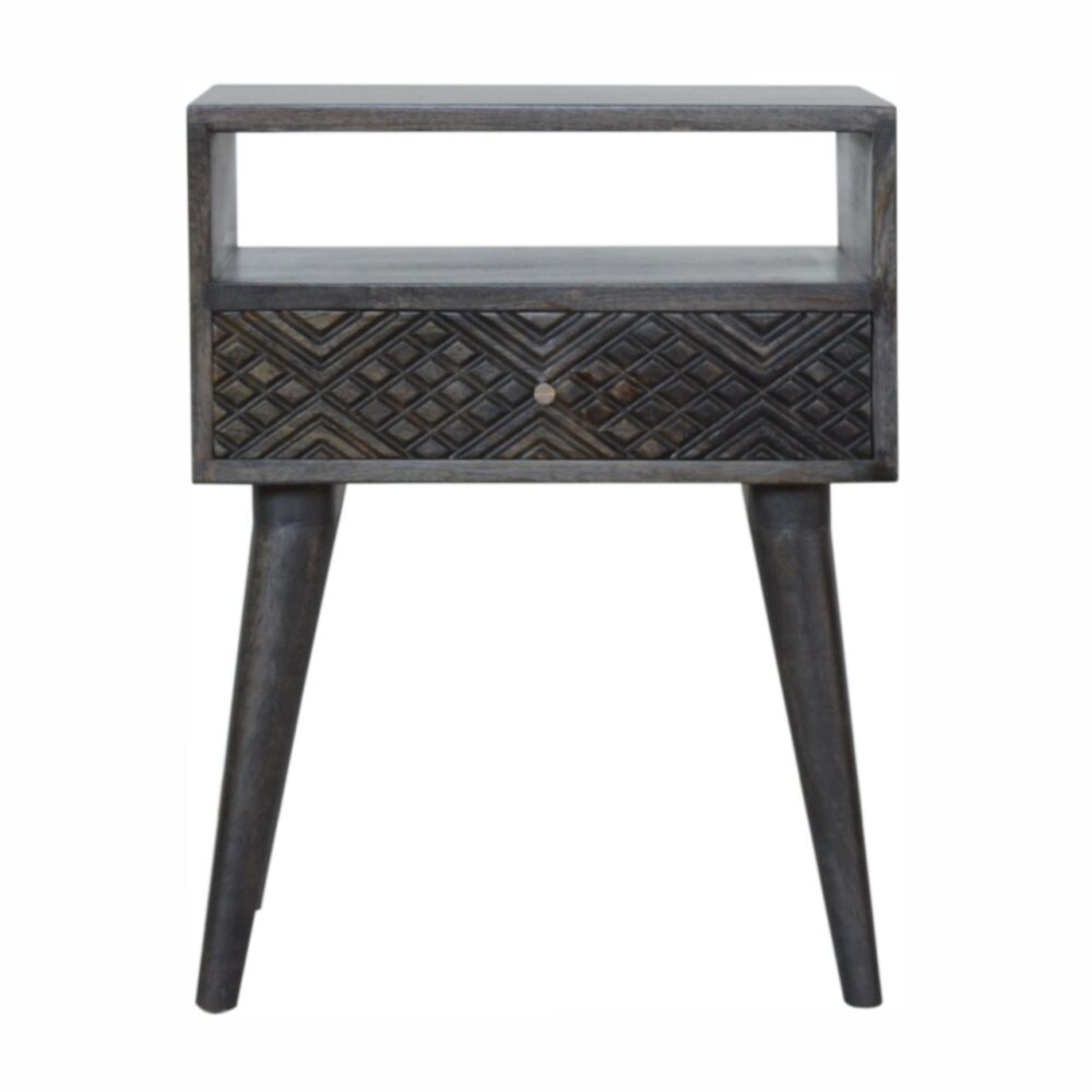 Ash Black Carved Drawer Bedside wholesalers