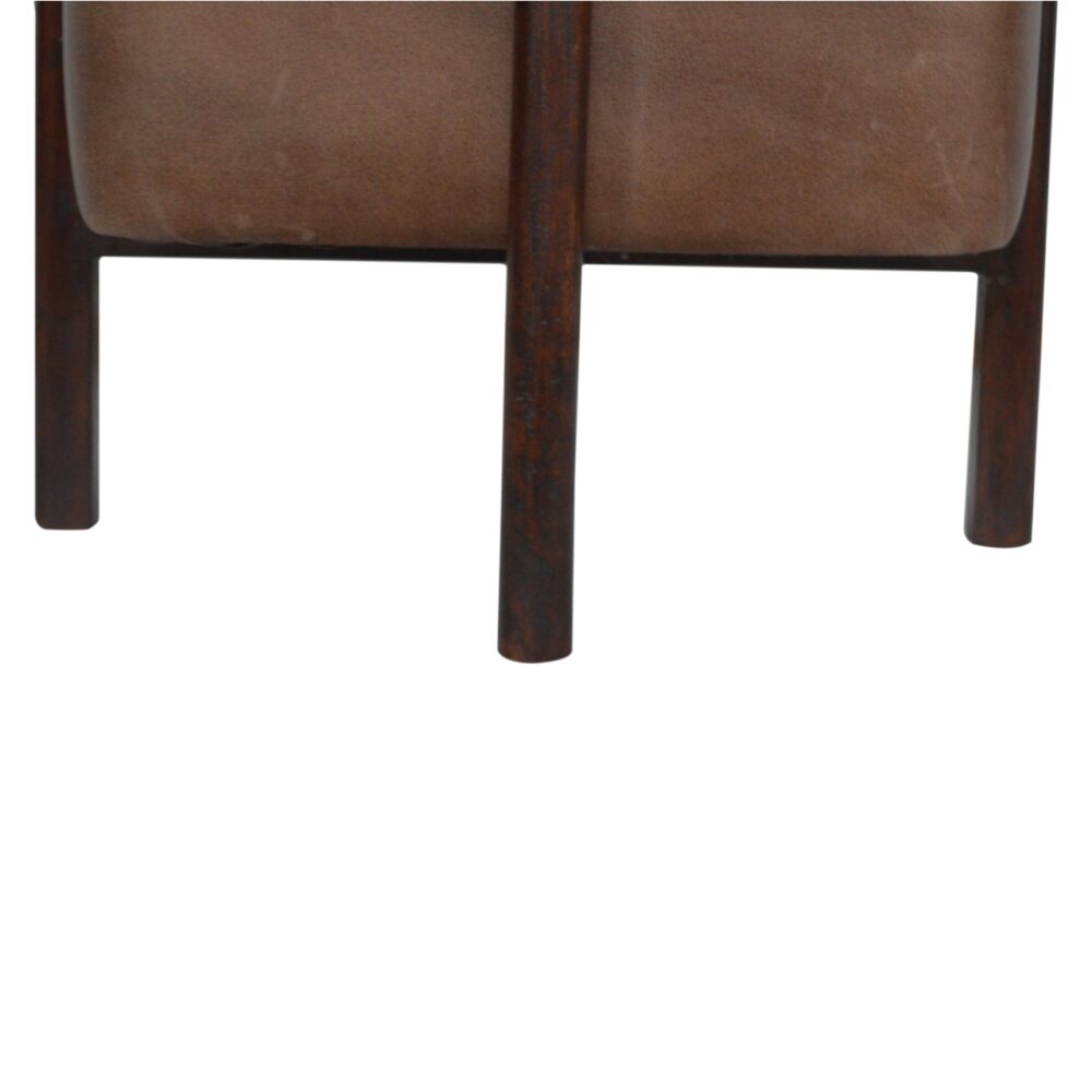wholesale Brown Leather Footstool with Solid Wood Legs for resale