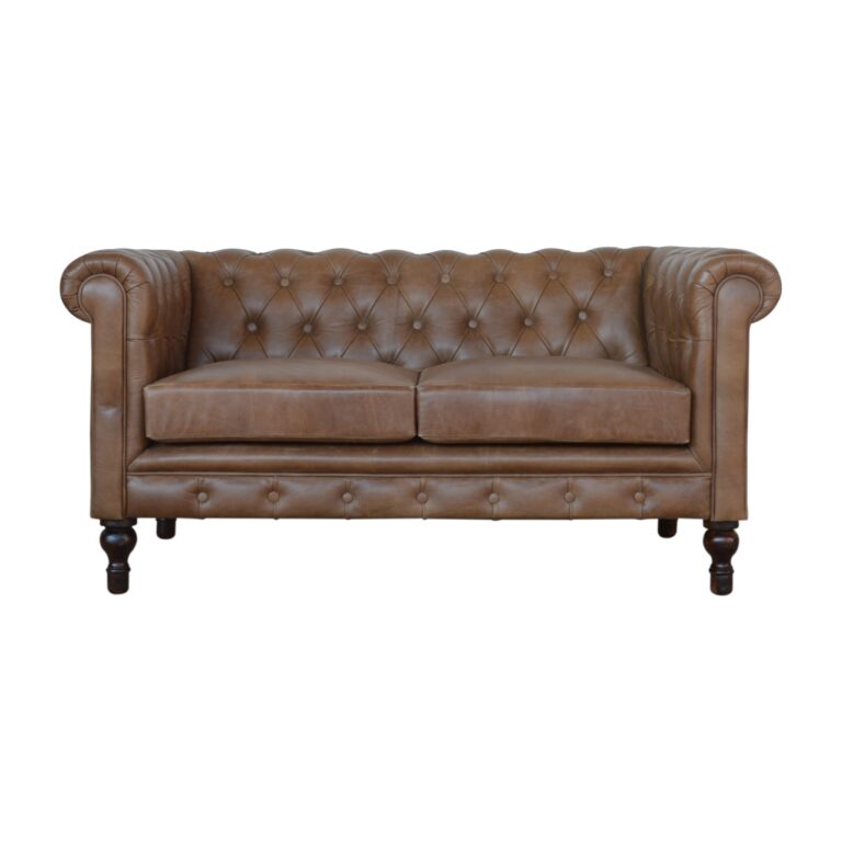 Brown Leather Double Seater Chesterfield Sofa for resale