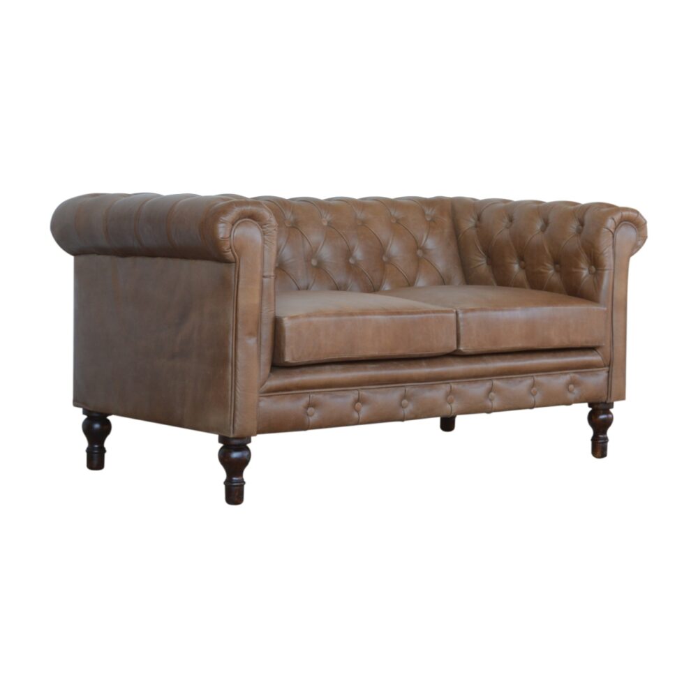 bulk Brown Leather Double Seater Chesterfield Sofa for resale