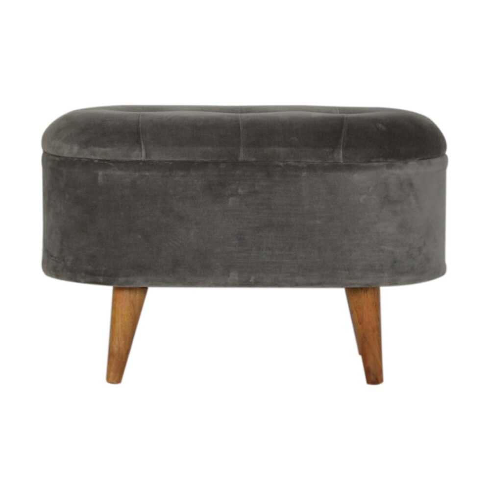 Oblong Grey Velvet Storage Footstool wholesalers