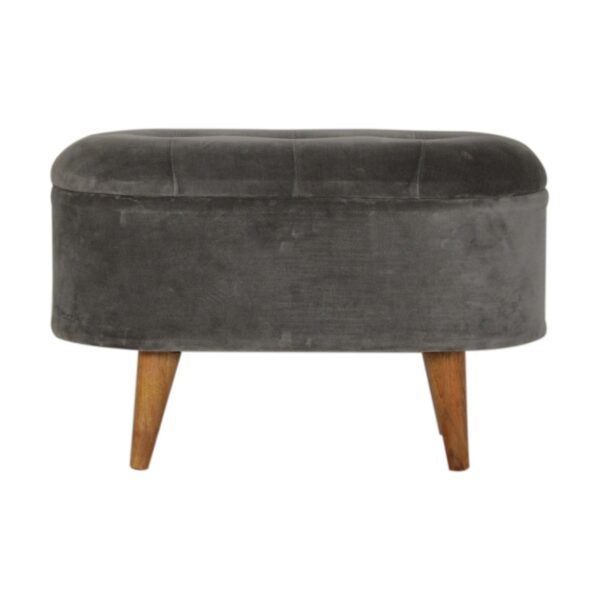 Oblong Grey Velvet Storage Footstool for resale