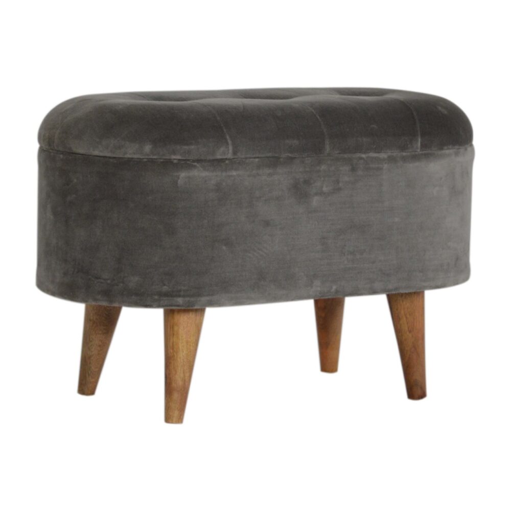 wholesale Oblong Grey Velvet Storage Footstool for resale