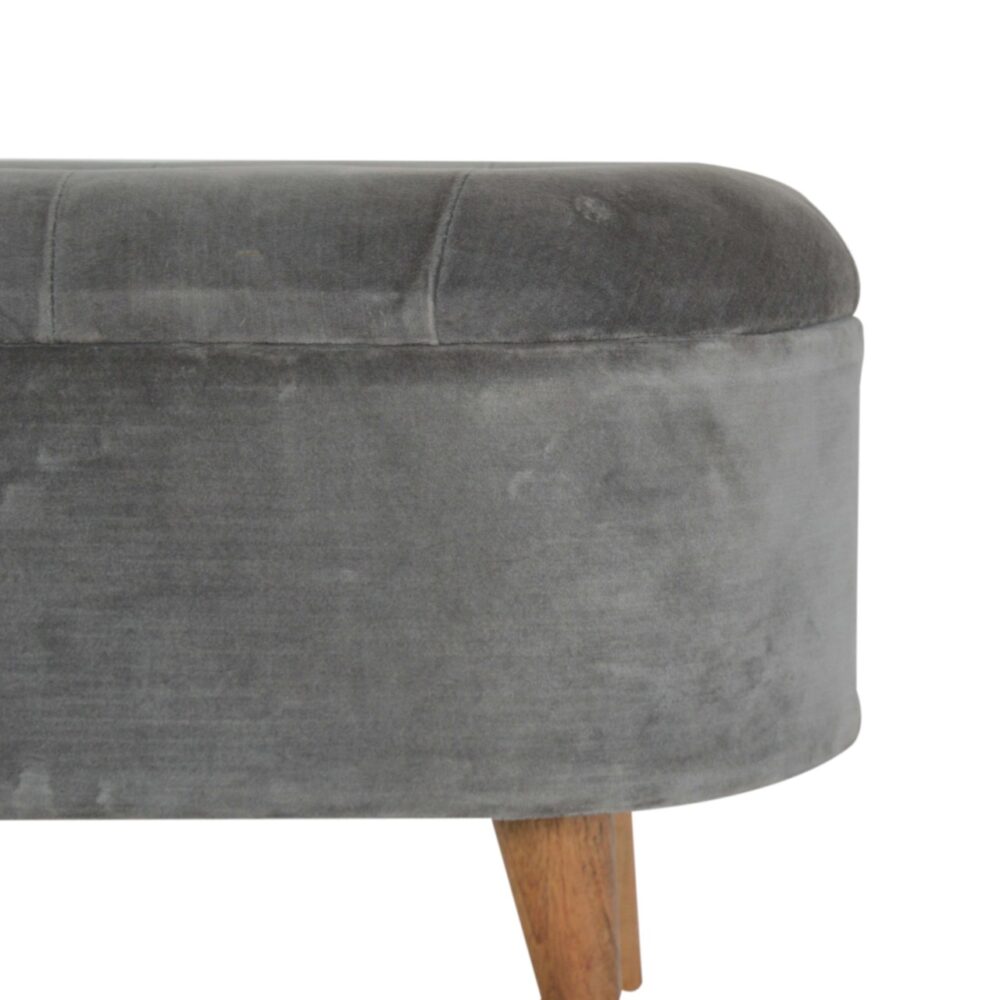 Oblong Grey Velvet Storage Footstool for resell