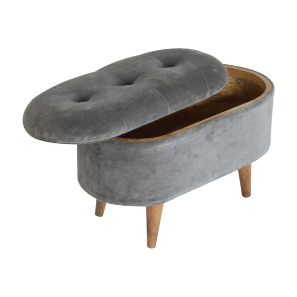 bulk Oblong Grey Velvet Storage Footstool for resale