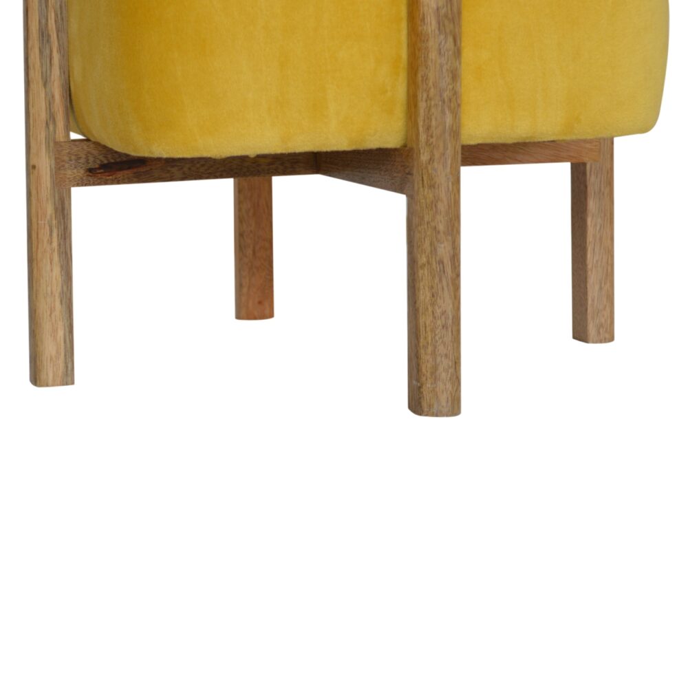 Mustard Velvet Footstool with Solid Wood Legs for wholesale