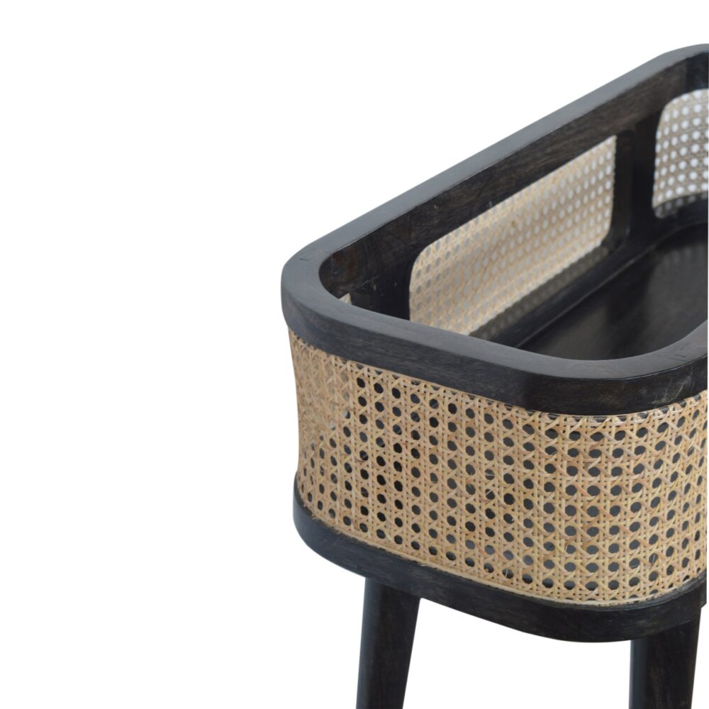 Ash Black Rattan Tray Table for wholesale