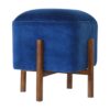 Royal Blue Velvet Footstool with Solid Wood Legs wholesalers