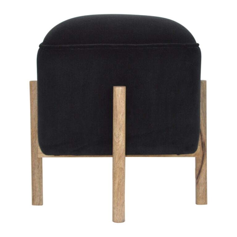 Black Velvet Footstool with Solid Wood Legs for resale