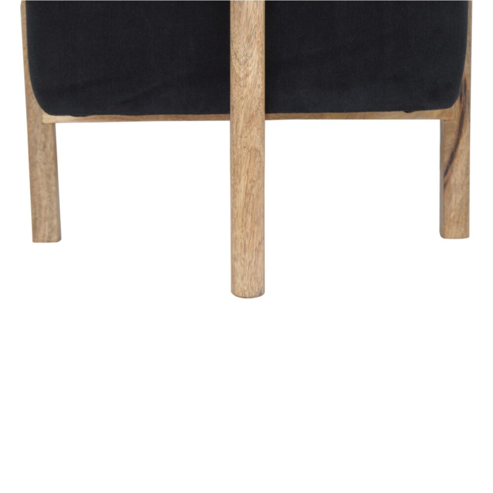 wholesale Black Velvet Footstool with Solid Wood Legs for resale