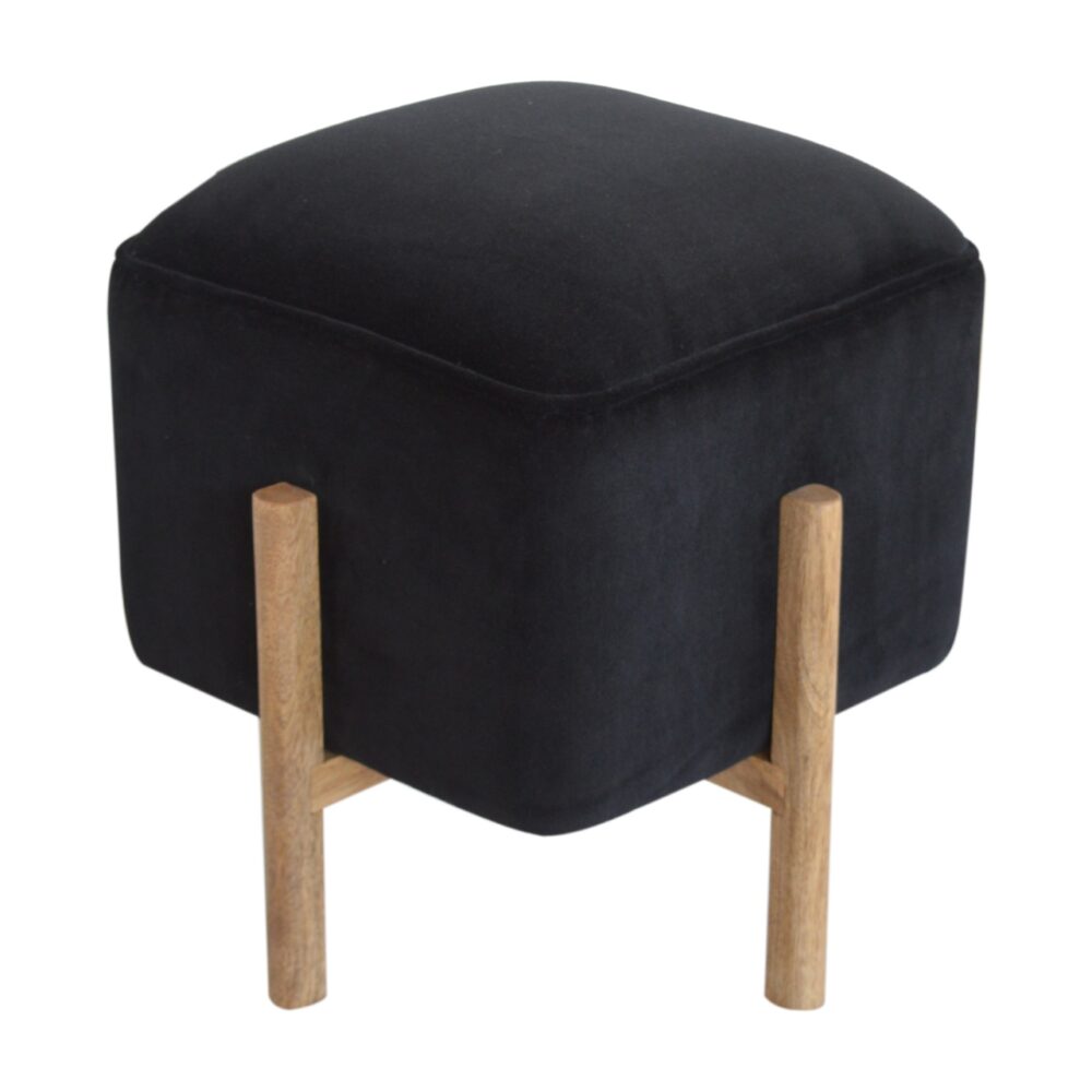 Black Velvet Footstool with Solid Wood Legs wholesalers