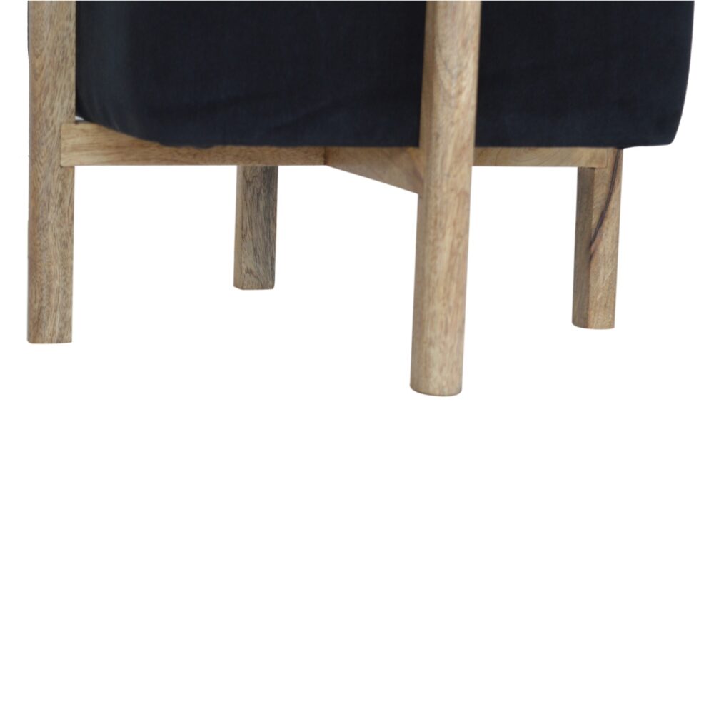Black Velvet Footstool with Solid Wood Legs dropshipping