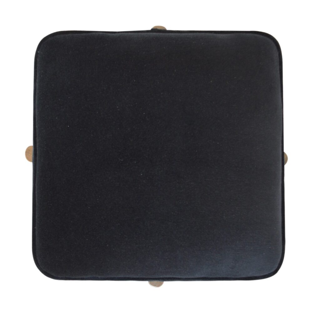 Black Velvet Footstool with Solid Wood Legs for wholesale