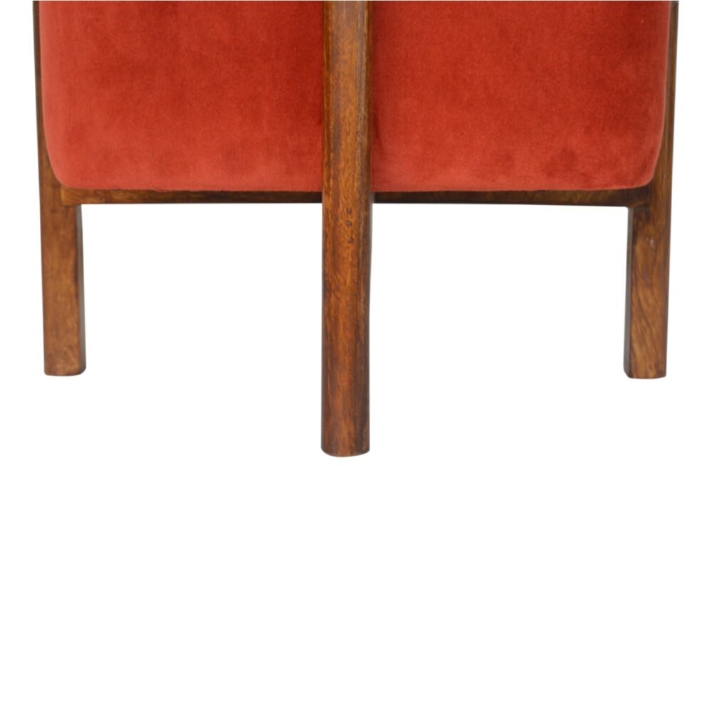 Brick Red Velvet Footstool with Solid Wood Legs dropshipping