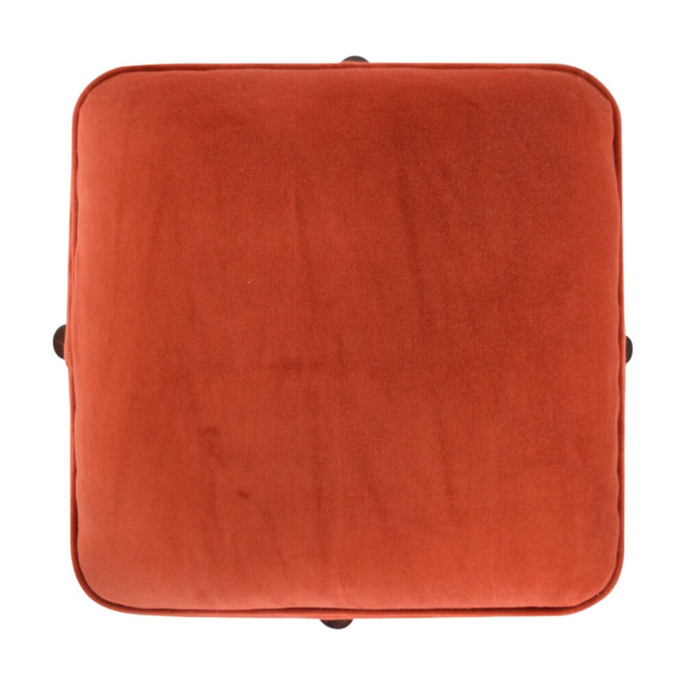 wholesale Brick Red Velvet Footstool with Solid Wood Legs for resale
