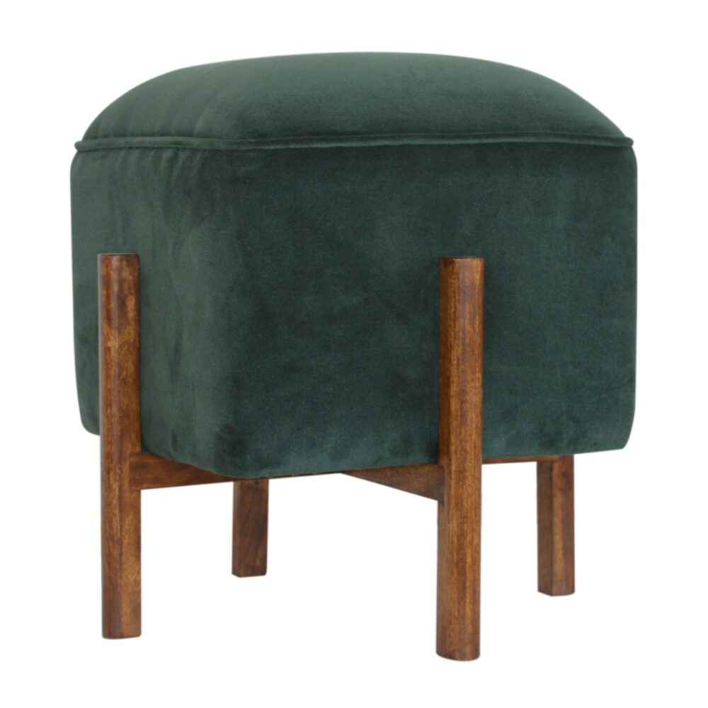 IN1373 - Emerald Velvet Footstool with Solid Wood Legs wholesalers