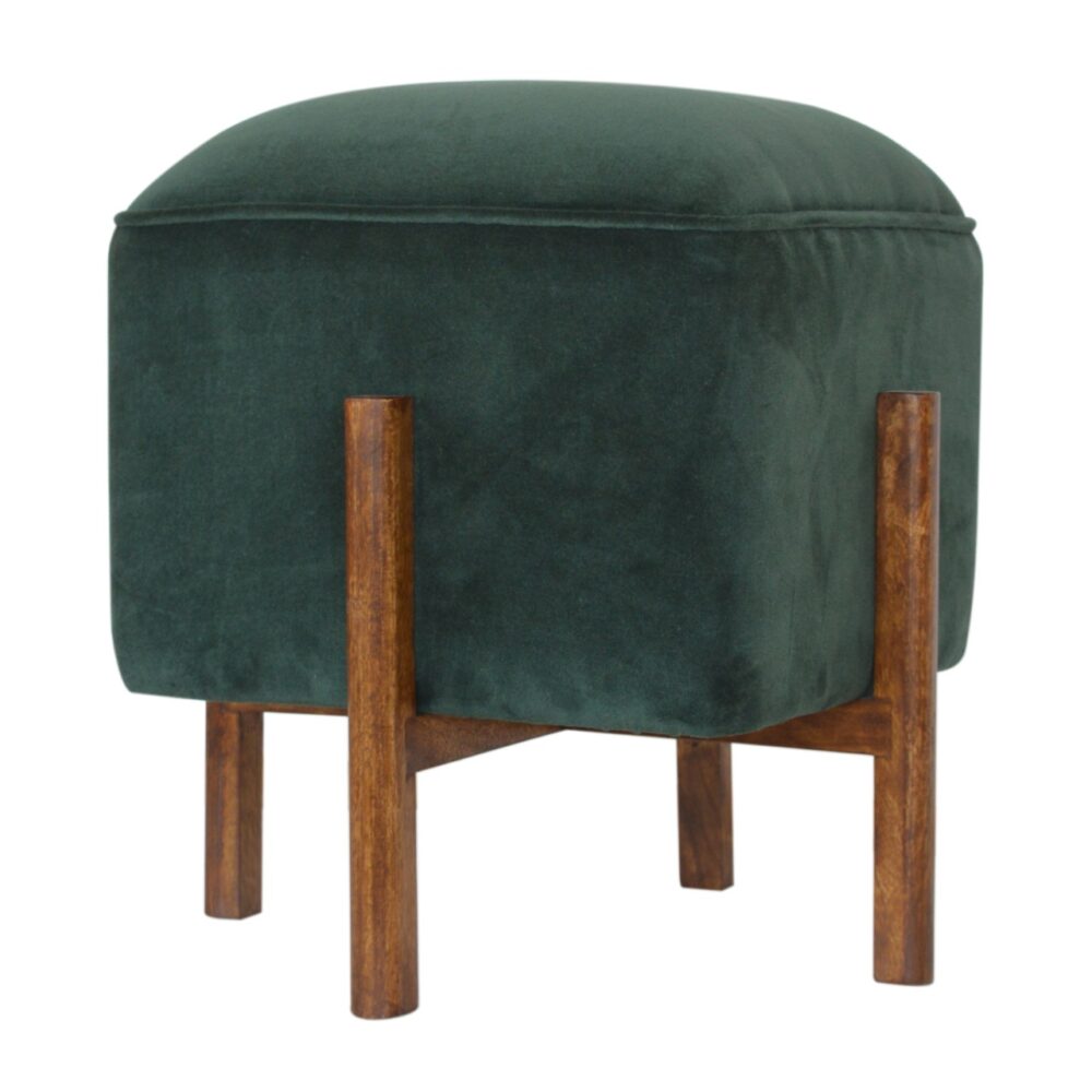 wholesale IN1373 - Emerald Velvet Footstool with Solid Wood Legs for resale