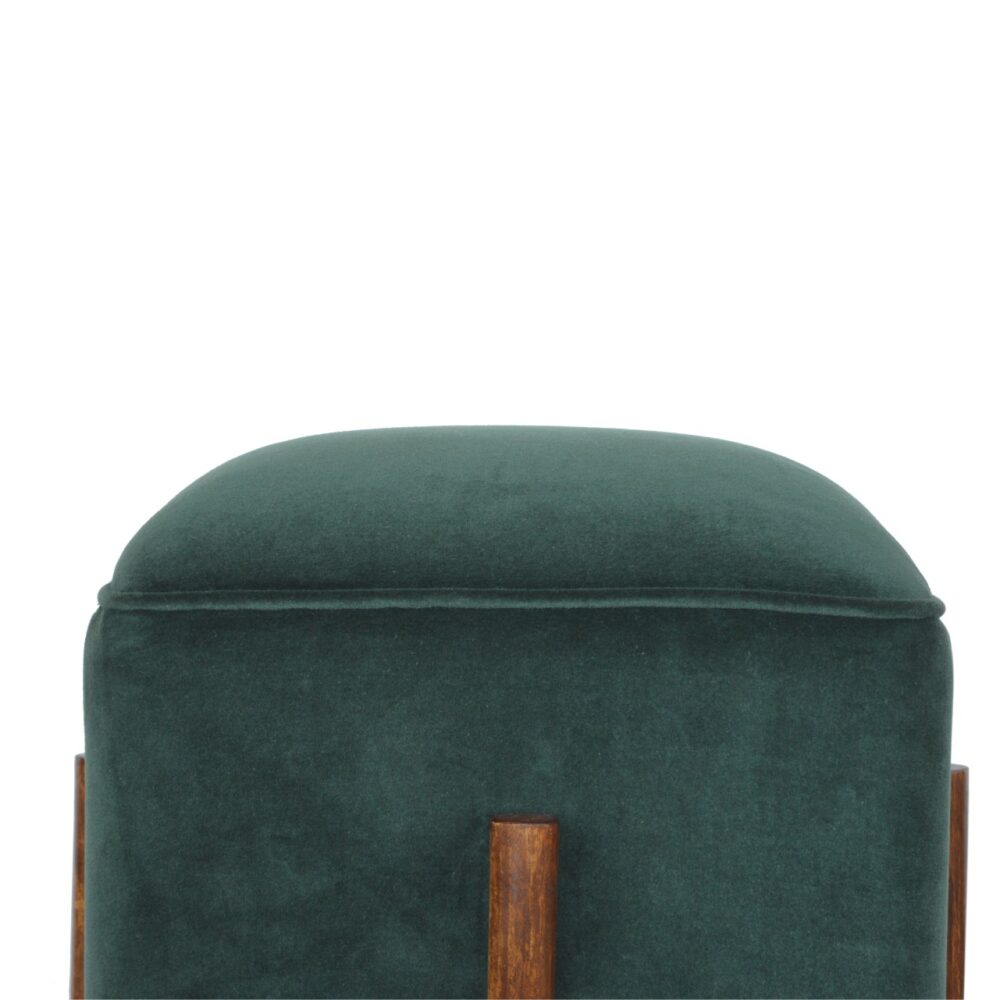 IN1373 - Emerald Velvet Footstool with Solid Wood Legs for resell