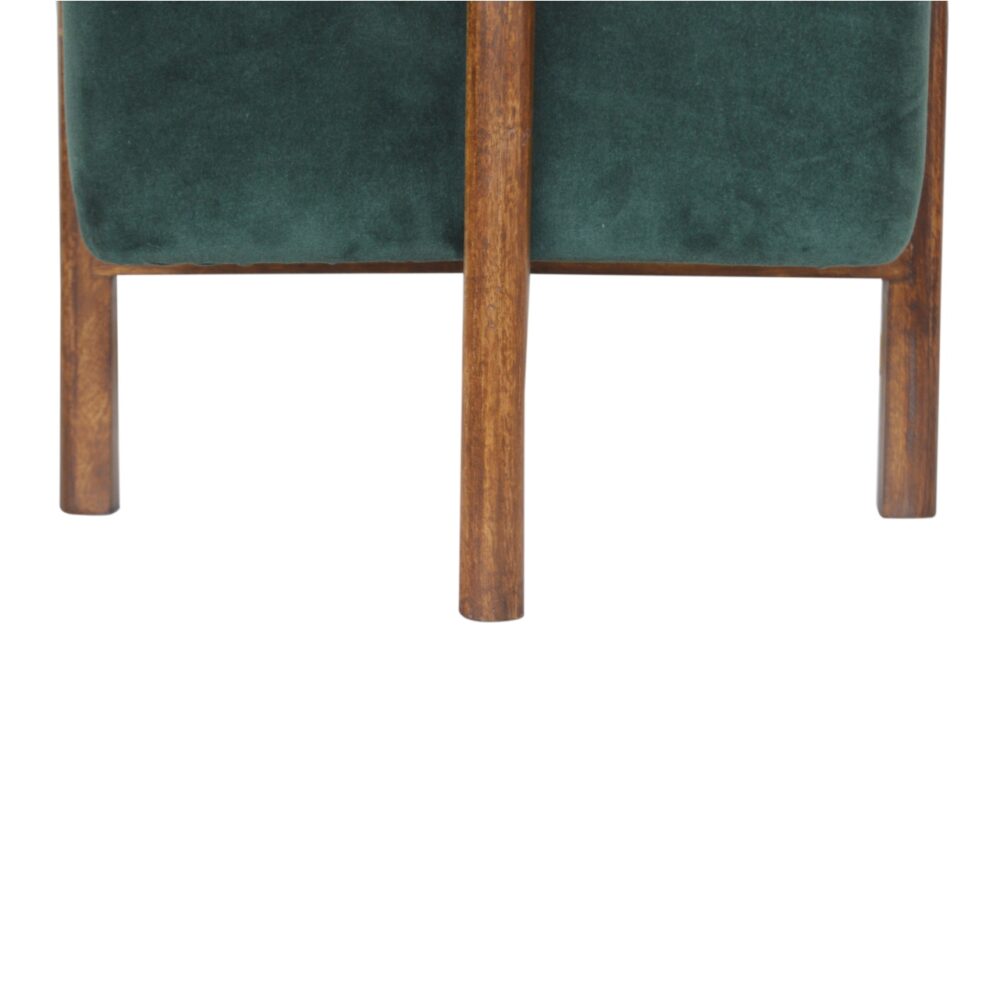 IN1373 - Emerald Velvet Footstool with Solid Wood Legs for reselling
