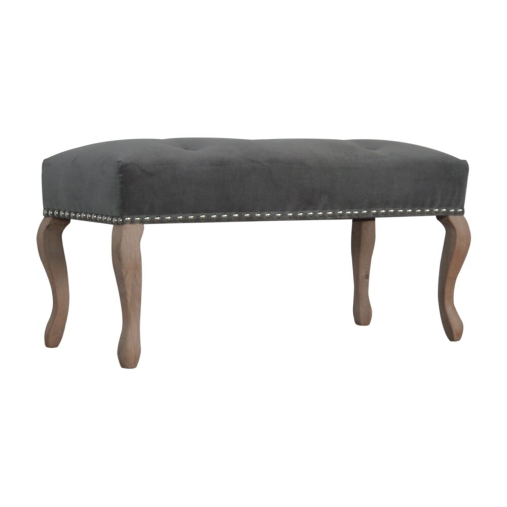 French Style Grey Velvet Bench dropshipping