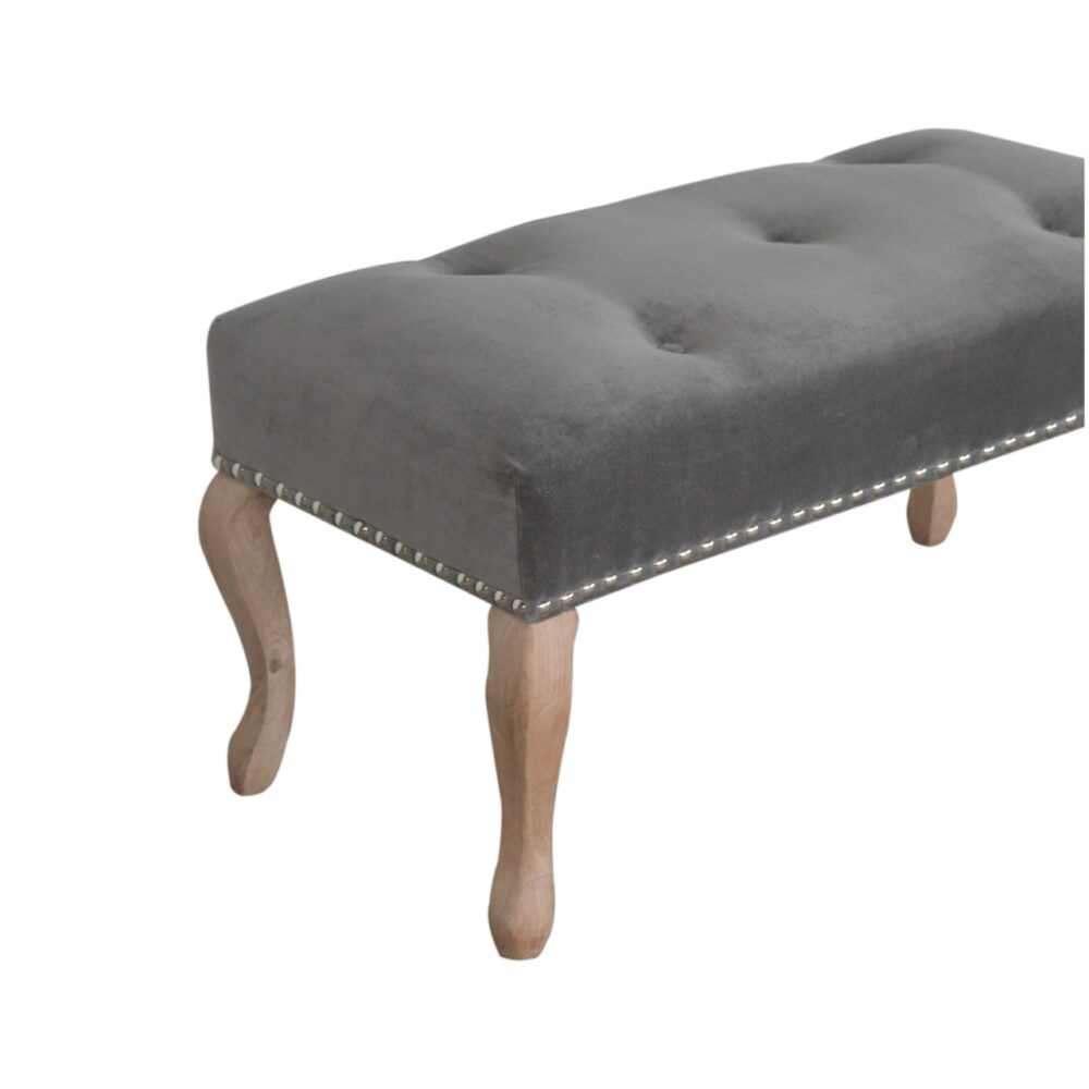 French Style Grey Velvet Bench for wholesale