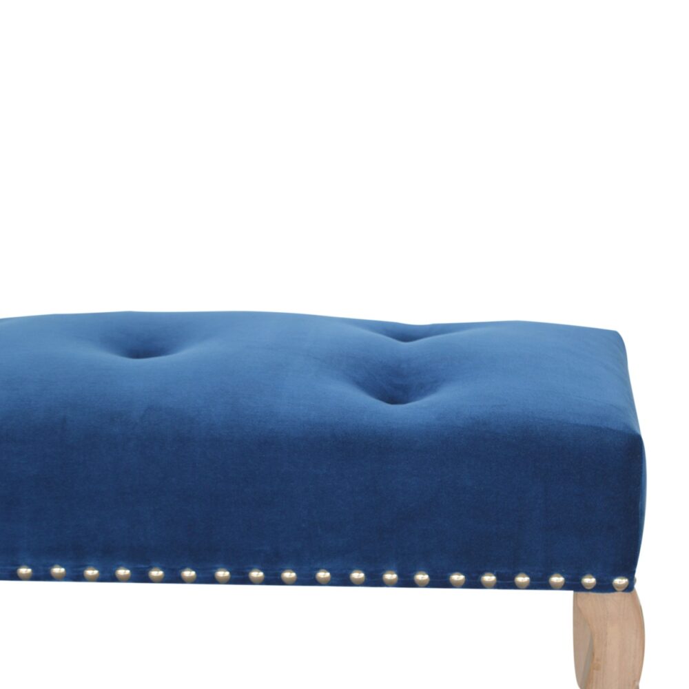 French Style Royal Blue Velvet Bench dropshipping