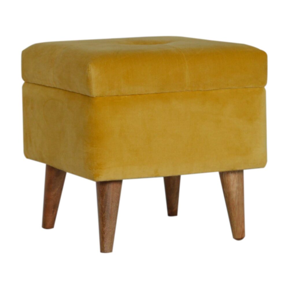 wholesale Mustard Velvet Storage Footstool for resale