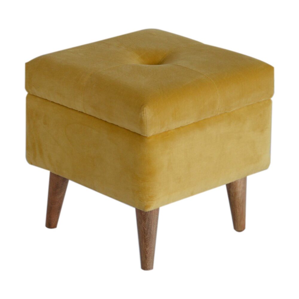 Mustard Velvet Storage Footstool dropshipping