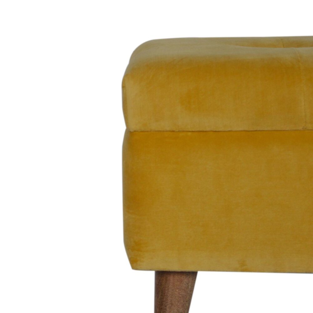 wholesale Mustard Velvet Storage Footstool for resale