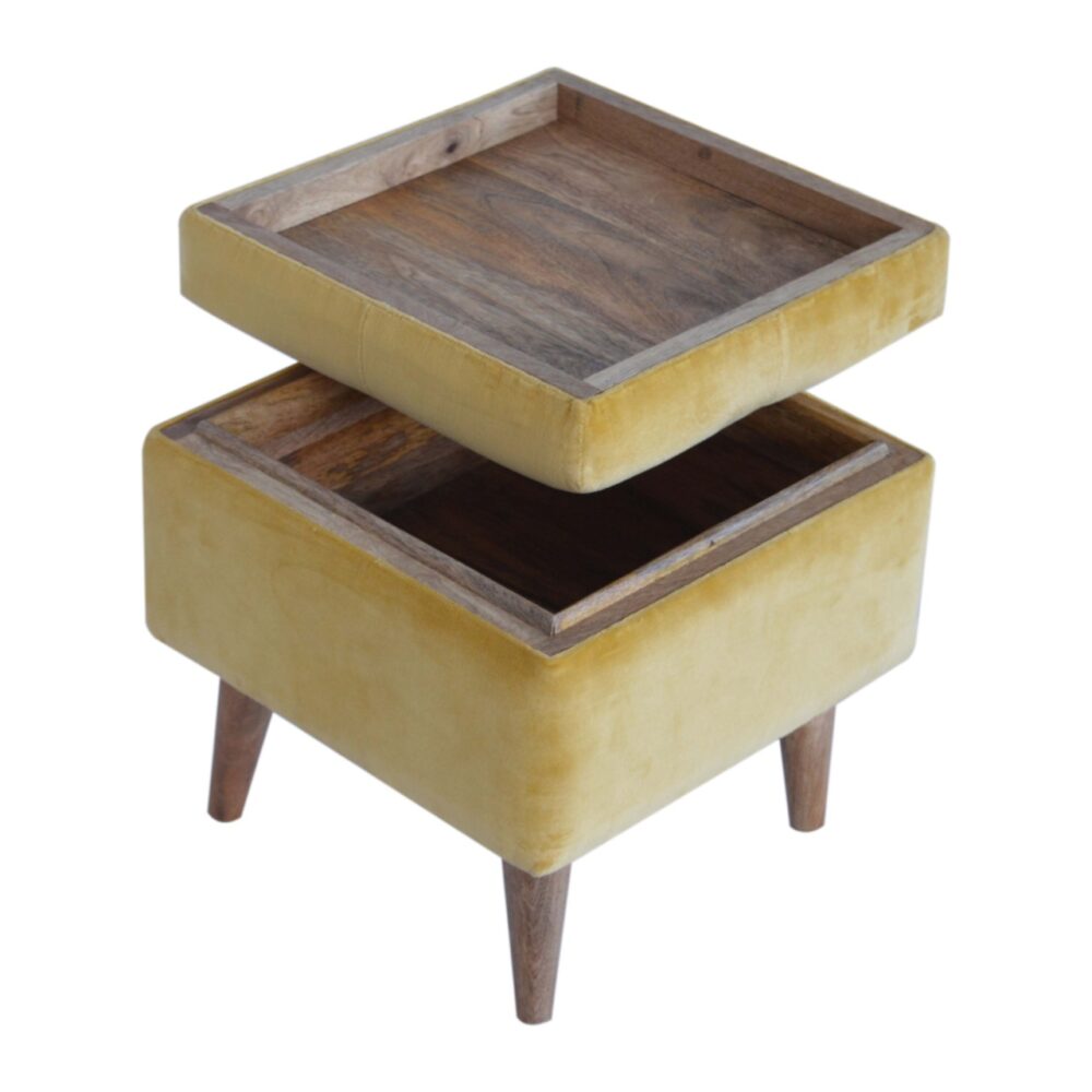 Mustard Velvet Storage Footstool for reselling