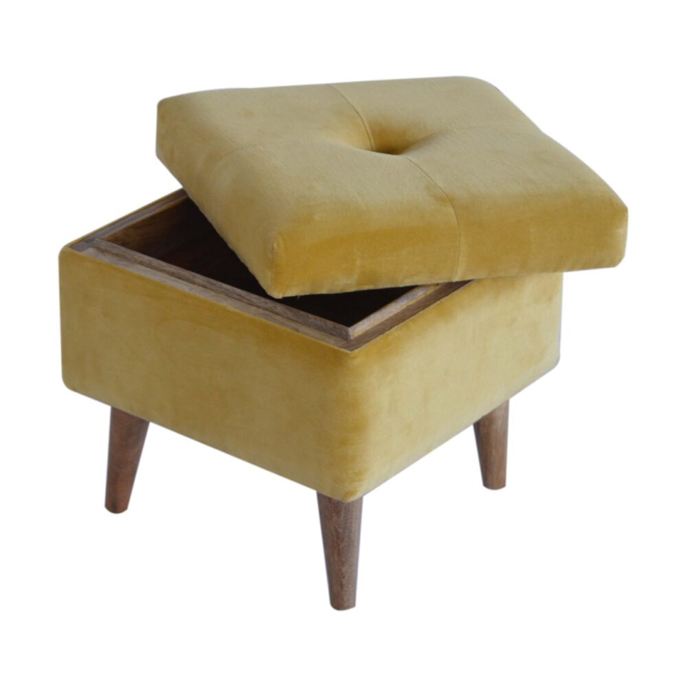 Mustard Velvet Storage Footstool for wholesale