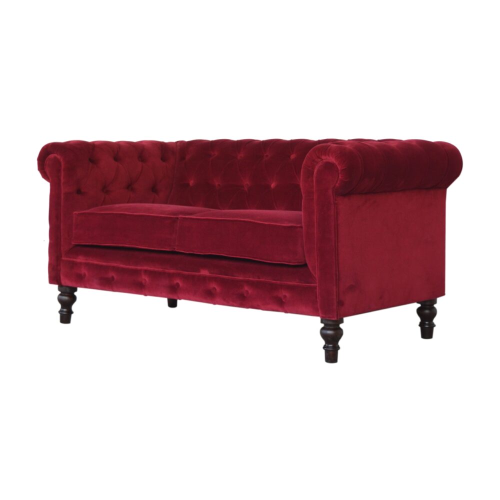 Wine Red Velvet Chesterfield Sofa dropshipping