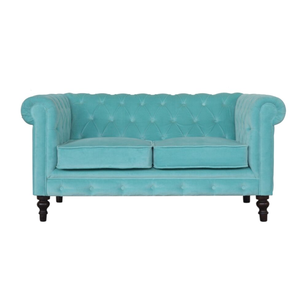 Aqua Velvet Chesterfield Sofa for resale