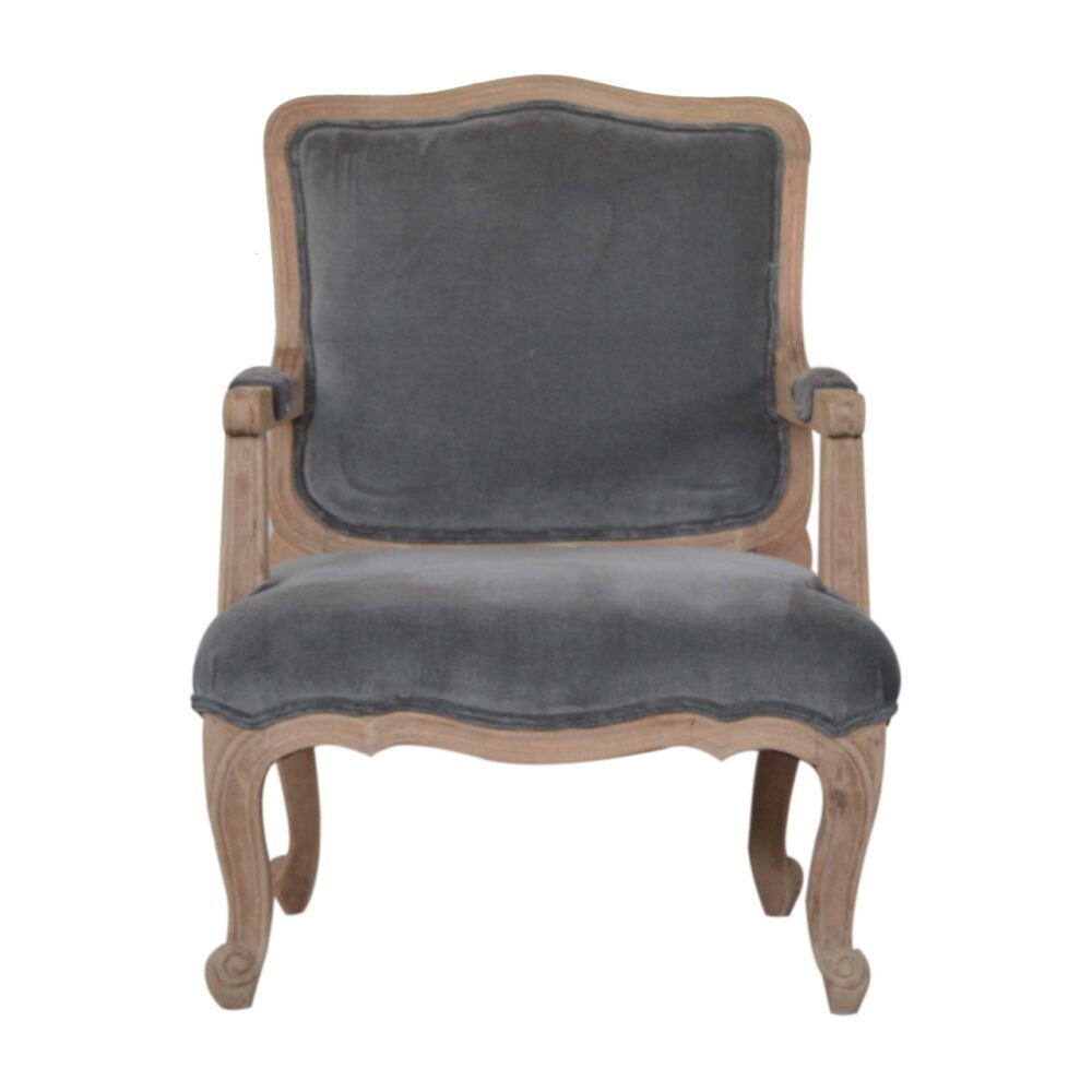 Grey Velvet French Style Chair for resale