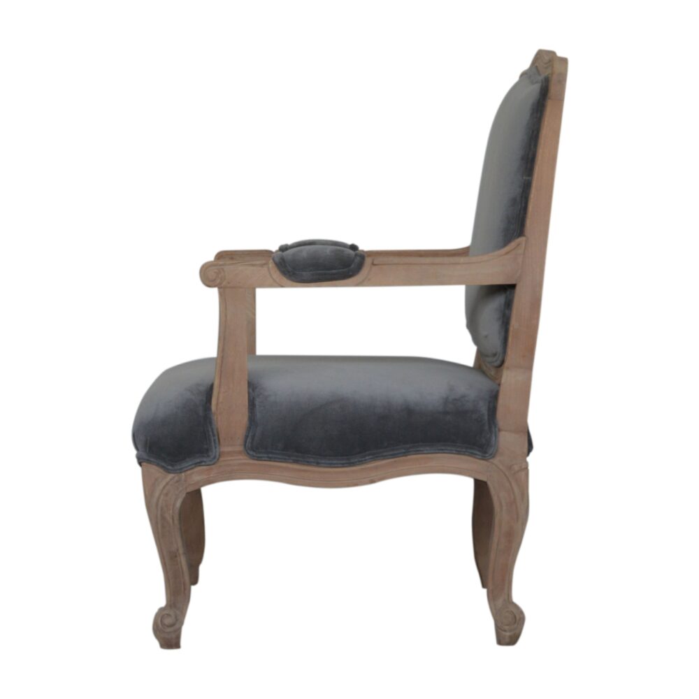 bulk Grey Velvet French Style Chair for resale