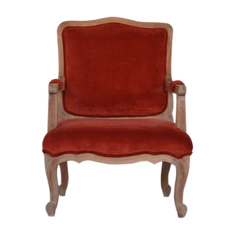 Brick Red Velvet French Style Chair for resale
