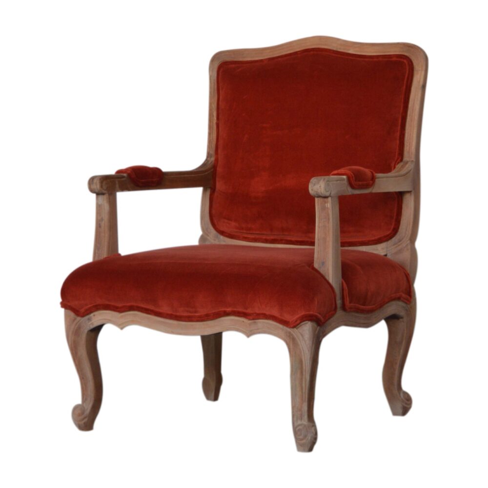 Brick Red Velvet French Style Chair dropshipping