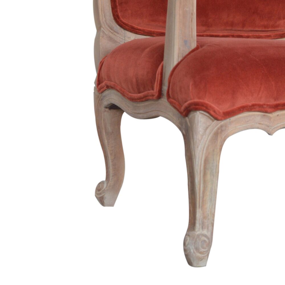 Brick Red Velvet French Style Chair for resell
