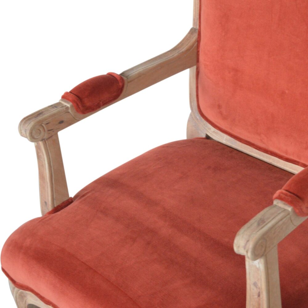 Brick Red Velvet French Style Chair for wholesale