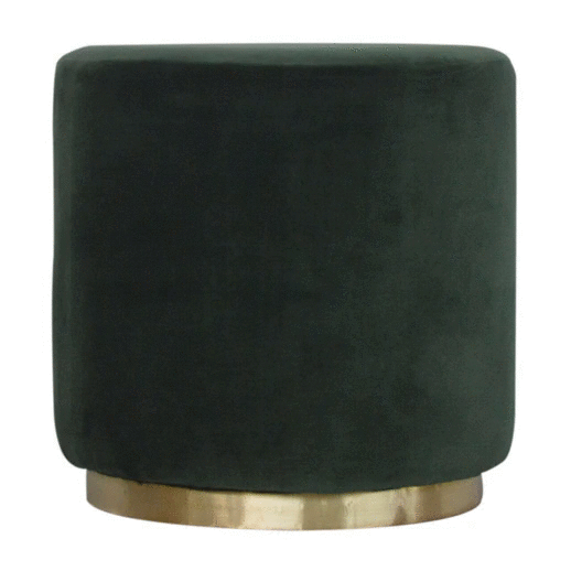 Emerald Velvet Footstool with Gold Base for wholesale
