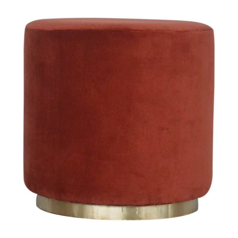 IN1428 - Brick Red Velvet Footstool with Gold Base wholesalers