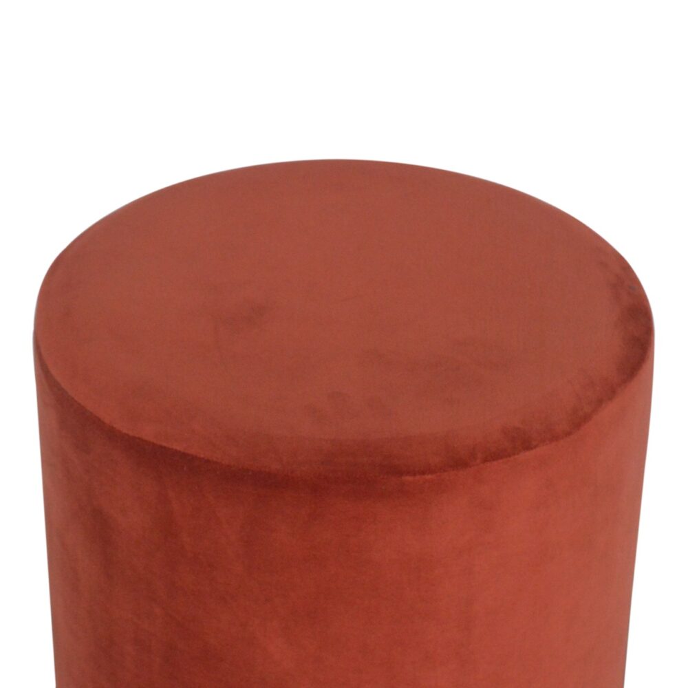 IN1428 - Brick Red Velvet Footstool with Gold Base dropshipping