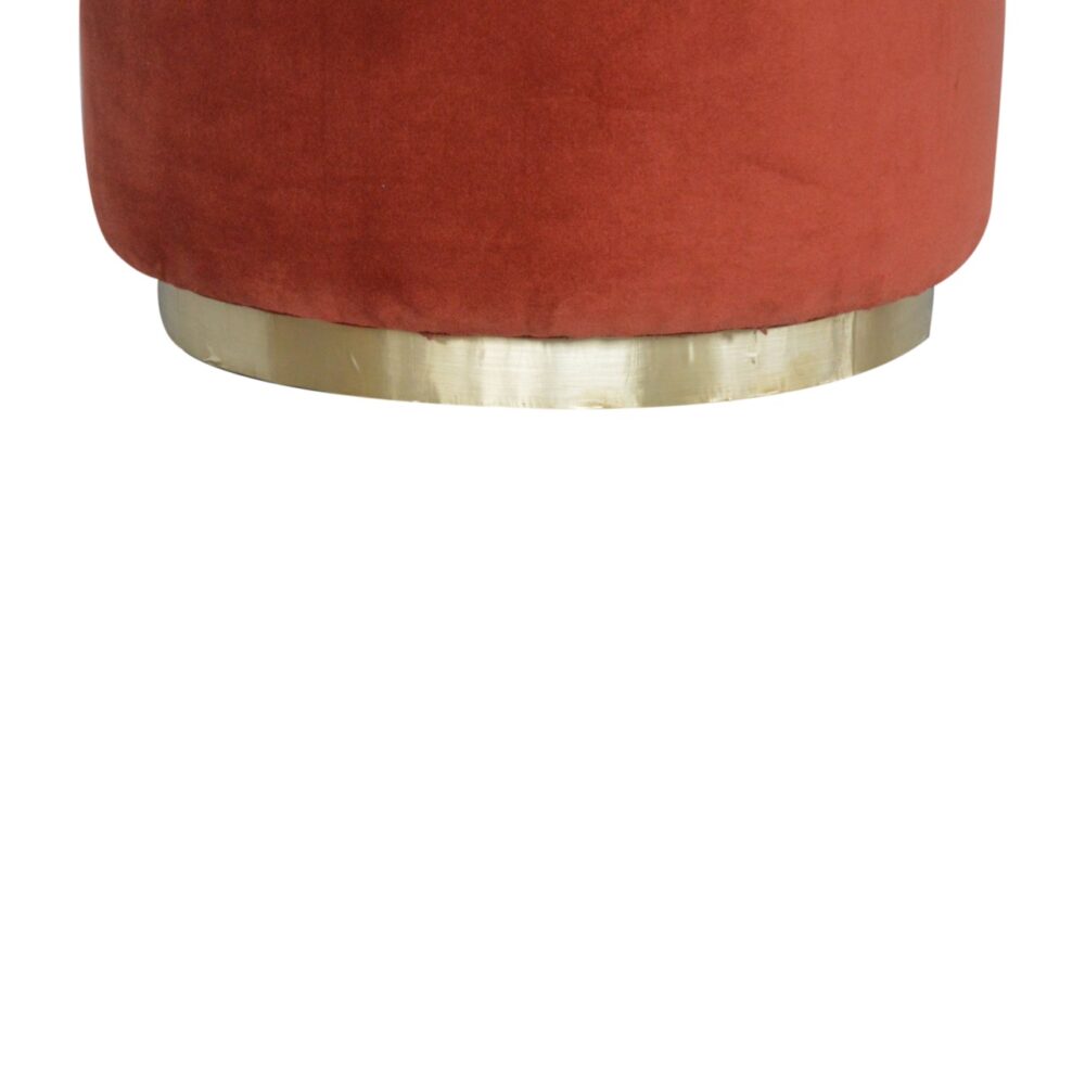 IN1428 - Brick Red Velvet Footstool with Gold Base for wholesale