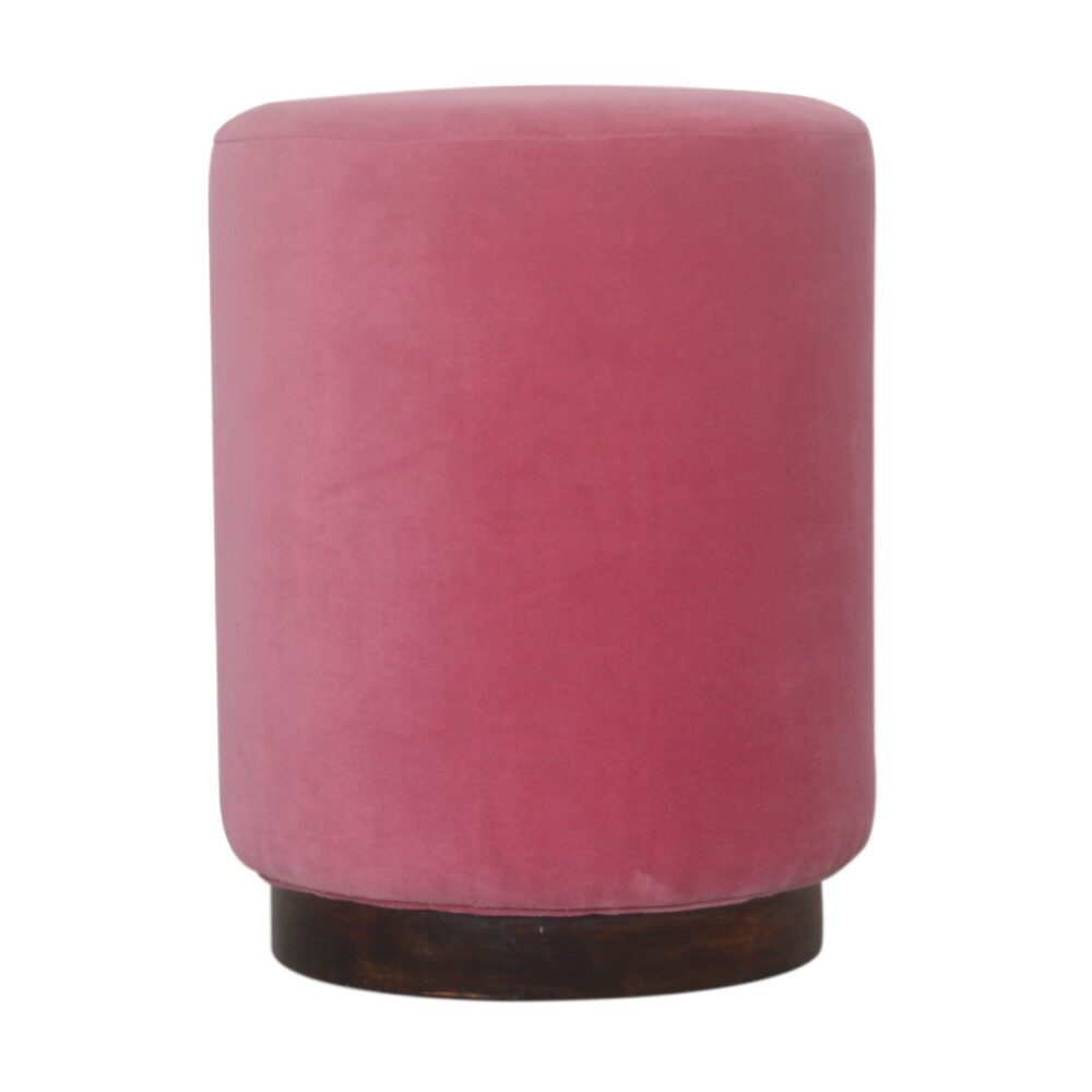 Pink Velvet Footstool with Wooden Base wholesalers