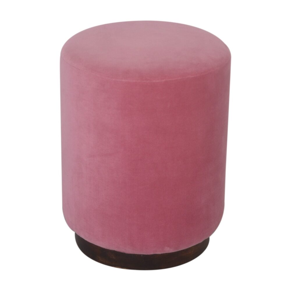 wholesale Pink Velvet Footstool with Wooden Base for resale